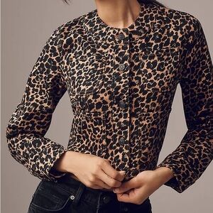The Cora Patch Pocket Jacket by Maeve: Leopard Edition